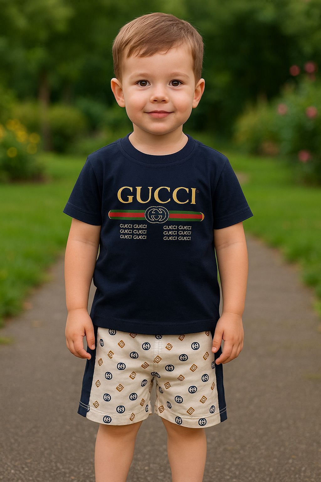Luxury GUCCI Logo Tee & Shorts Set