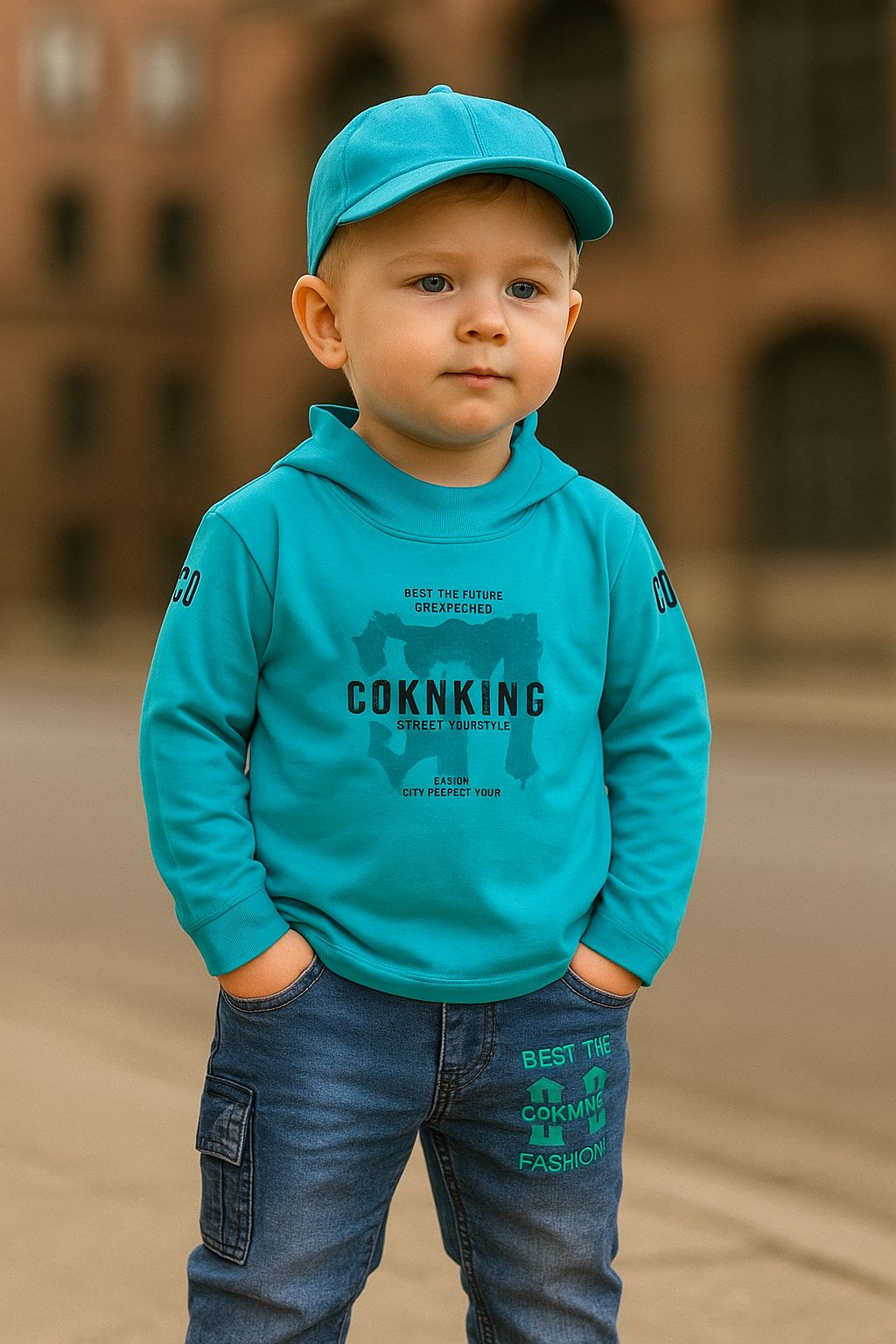 Trendy Kids Shirt & Denim Jeans Set – With Matching Caps.