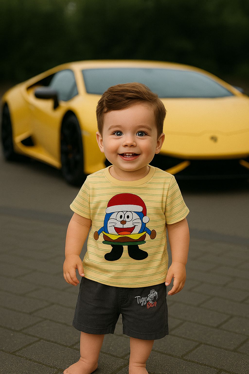 Doraemon - Delight Baby Set – Cartoon Tee & Shorts | Luxury Baby Streetwear
