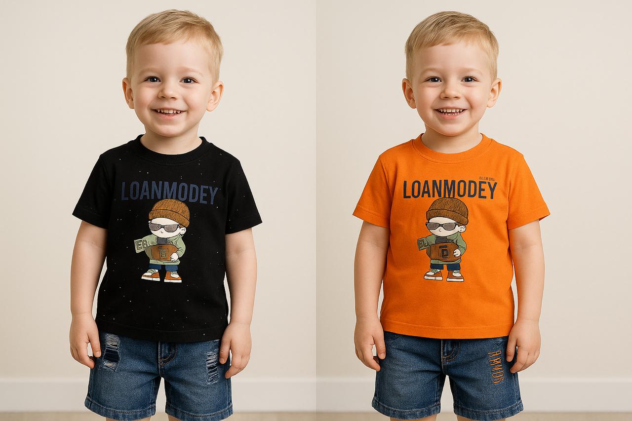 Loanmodey Graphic Design T-Shirt & Denim Shorts Set (Boys, 1-5 Years)