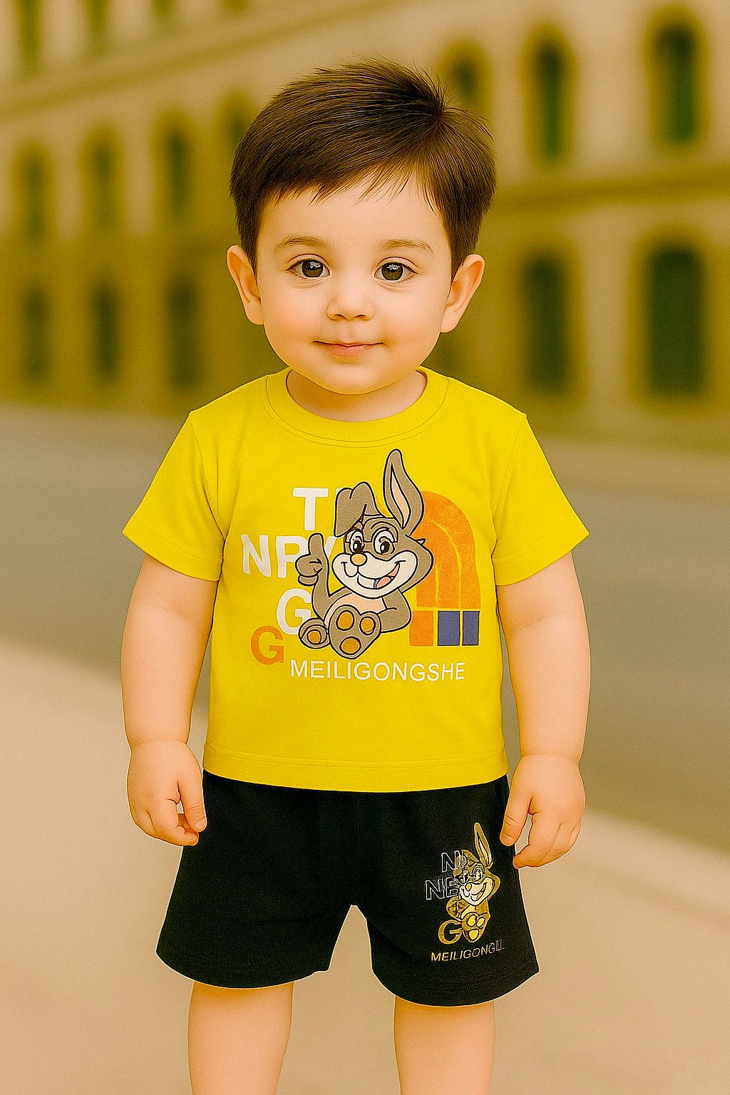 Boys 2-Piece Summer Outfit β Bunny T-Shirt & Shorts Set