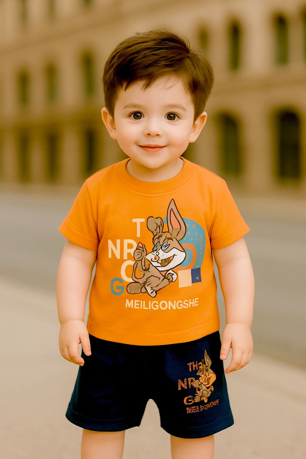 Boys 2-Piece Summer Outfit β Bunny T-Shirt & Shorts Set