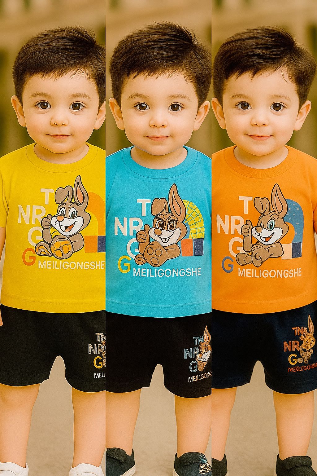Boys 2-Piece Summer Outfit β Bunny T-Shirt & Shorts Set