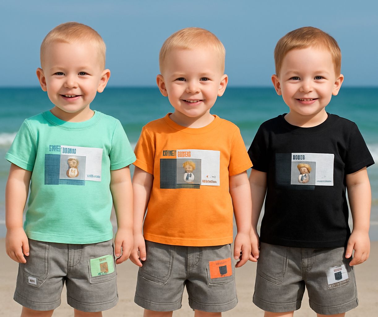 Toddler Boys’ Outfit – Bear Graphic T-Shirt & Grey Cargo Shorts Set