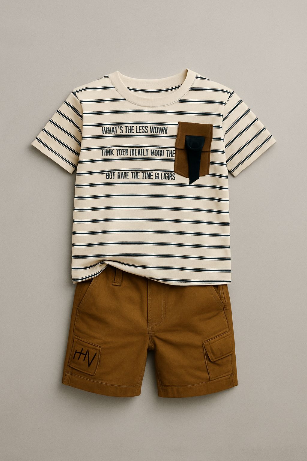 Star Kids™ Striped Cotton T-Shirt & Cargo Shorts Set – Stylish Summer Outfit for Boys (1–5 Years)