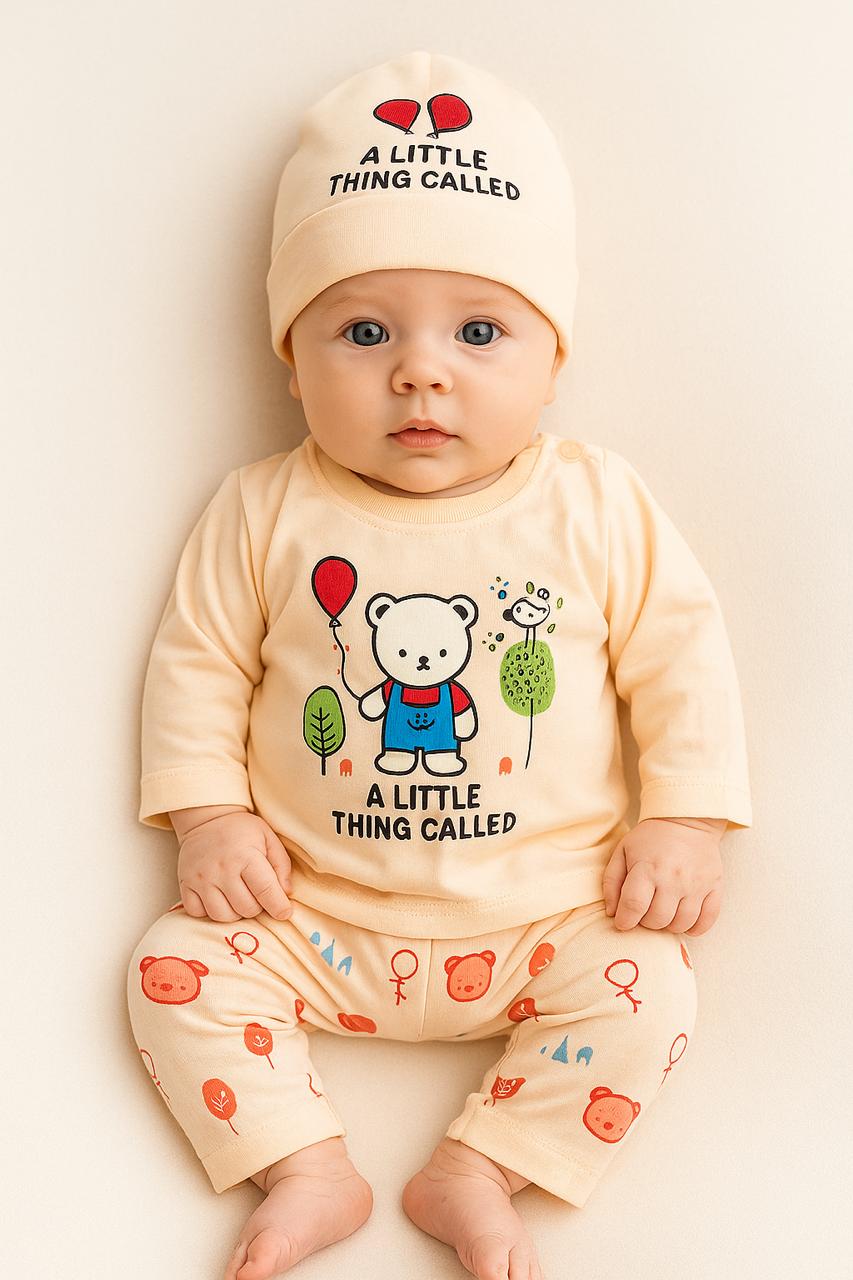 A Little Thing Called – 3-Piece Baby Outfit Set (Cap, Shirt & Pants)