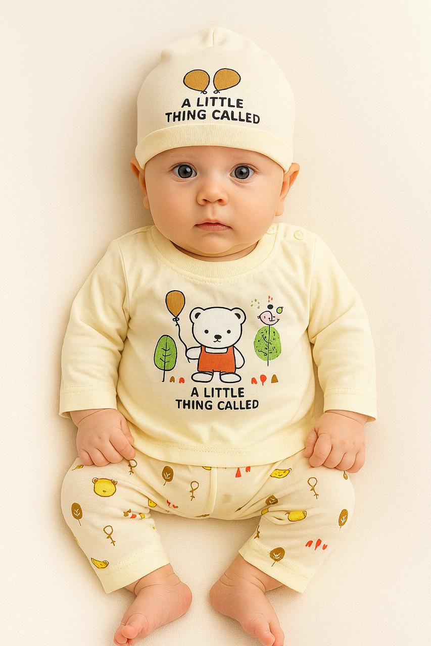 A Little Thing Called – 3-Piece Baby Outfit Set (Cap, Shirt & Pants)