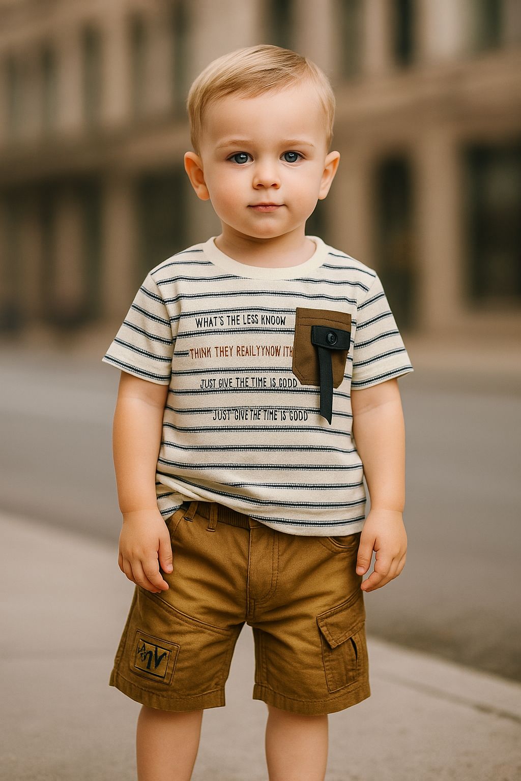Star Kids™ Striped Cotton T-Shirt & Cargo Shorts Set – Stylish Summer Outfit for Boys (1–5 Years)