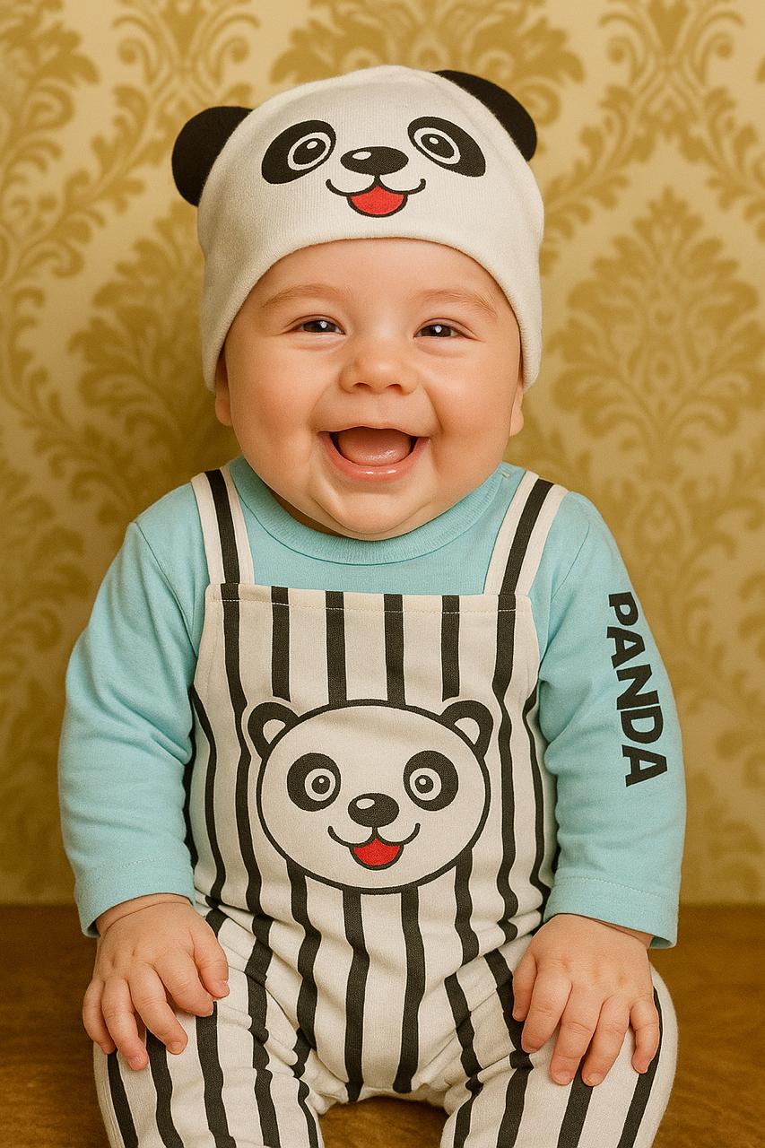 Smiley Panda Baby Set – Cozy & Cute (0–3 M)