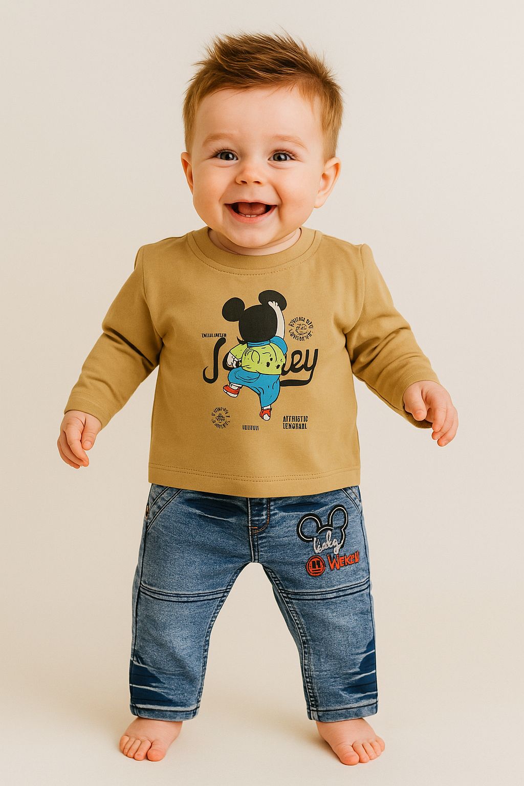 Baby Boys’ Mickey Mouse Denim Outfit – Adorable & Stylish ( 3-12 months )