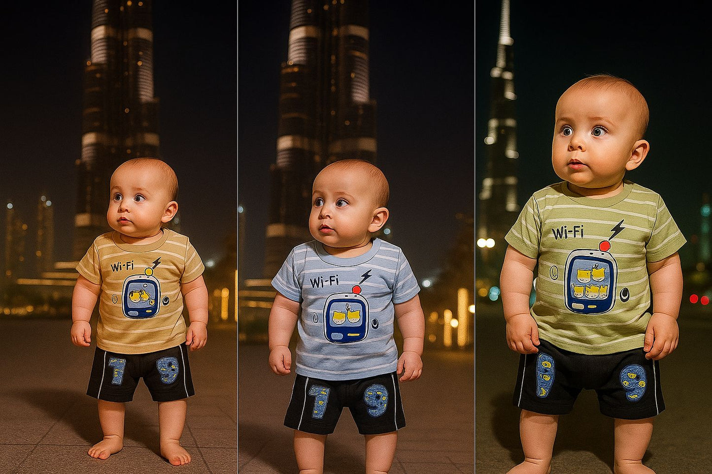 Wi-Fi Explorer Baby Set – Striped T-Shirt & Shorts | 3-12 Months