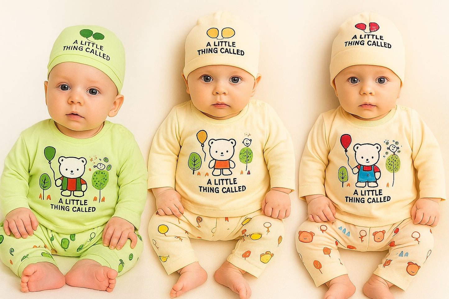 A Little Thing Called – 3-Piece Baby Outfit Set (Cap, Shirt & Pants)