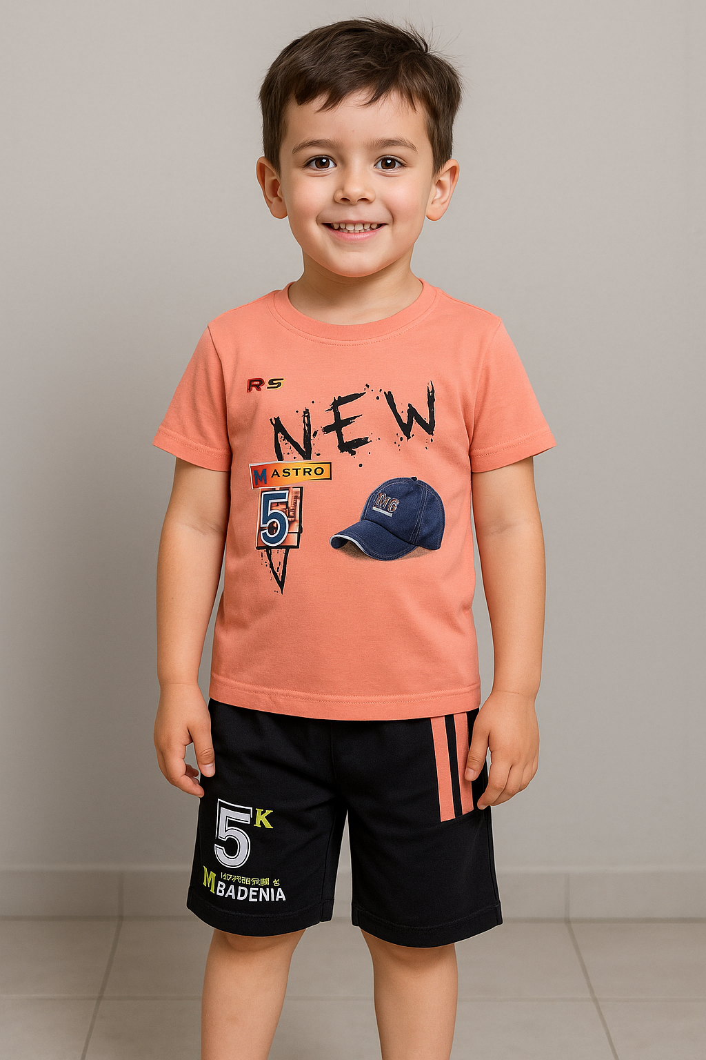 BOY 3D PRINTED T-SHIRT WITH PRINTED SHORTS