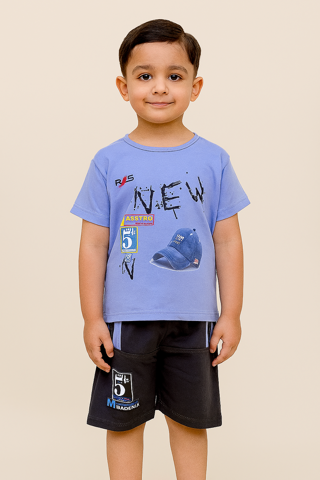 BOY 3D PRINTED T-SHIRT WITH PRINTED SHORTS