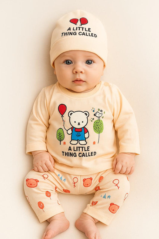 A Little Thing Called – 3-Piece Baby Outfit Set (Cap, Shirt & Pants)
