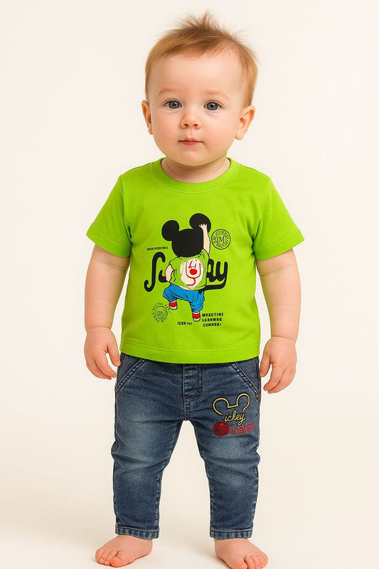 Baby Boys’ Mickey Mouse Denim Outfit – Adorable & Stylish ( 3-12 months )